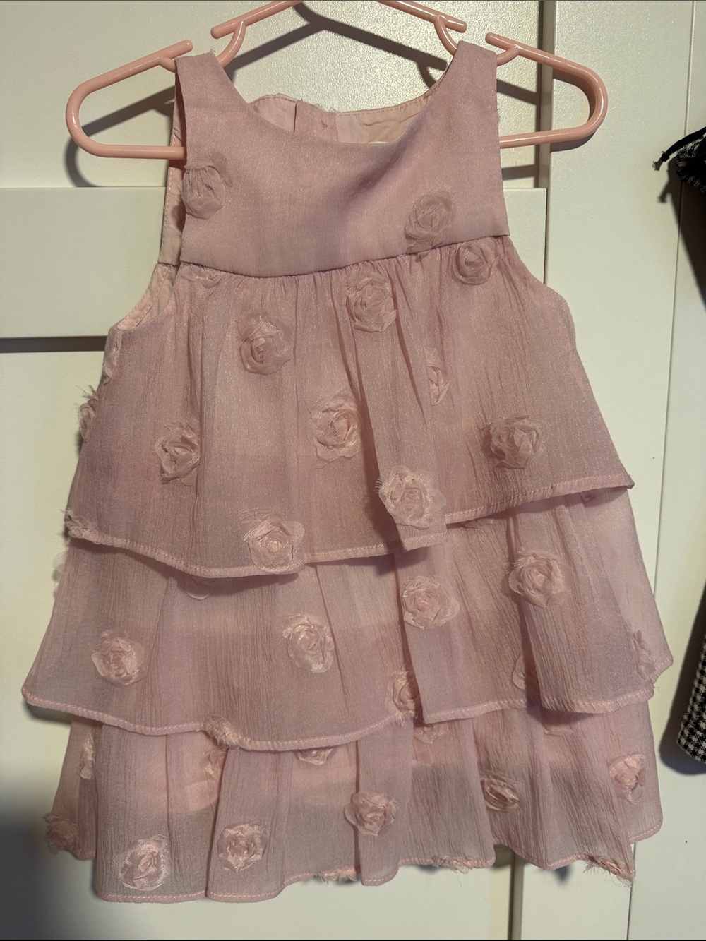 Zara Pink Tiered Tulle Dress with Rosette Details